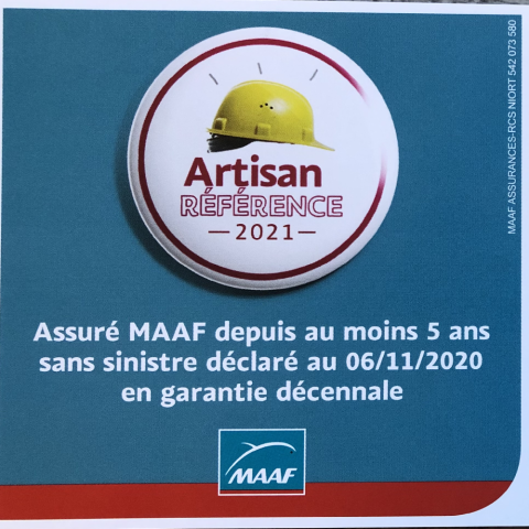 Titre Artisan référence attribué par MAAF Assurance - Battendier Jacky et fils